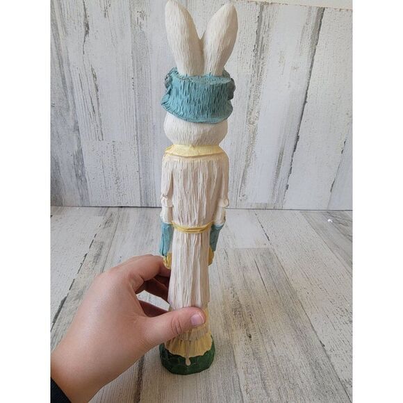Ceramic tall Easter rabbit egg floral spring figure decor - Picture 5 of 6